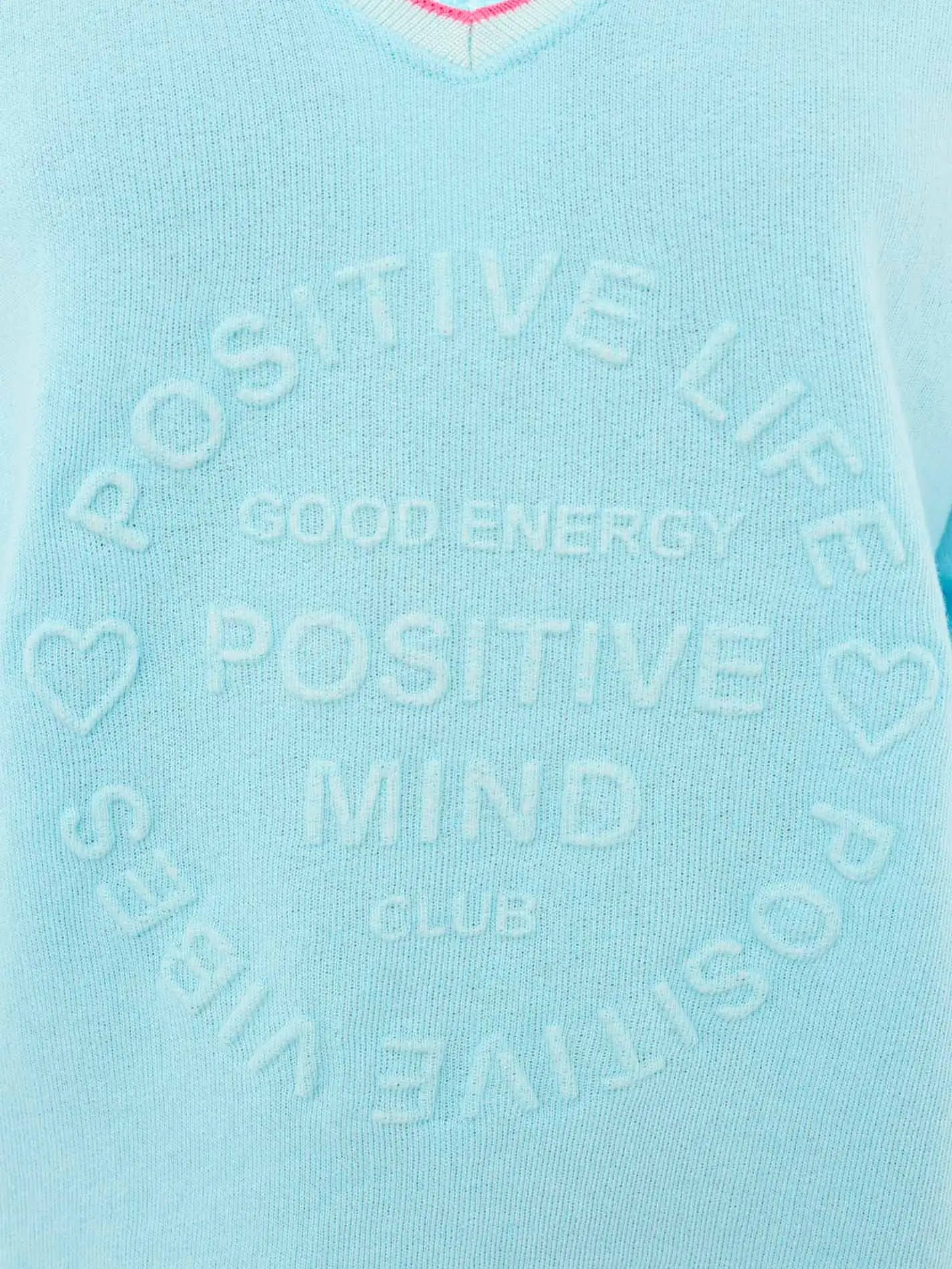 Sweat Pullover Neonkante "Positive Mind" Türkis