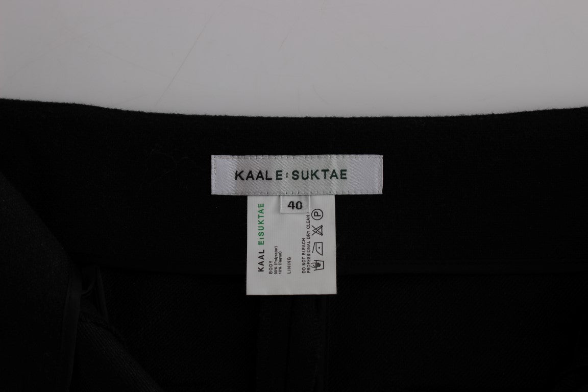 KAALE SUKTAE Schwarze High Waist Straight Slim Dress Hose