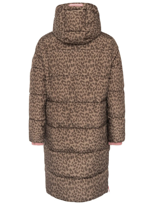 Langer Steppmantel "Leo AOP" Taupe