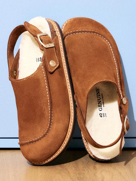 Leder-Clog Galbano“ Veloursleder Mandel