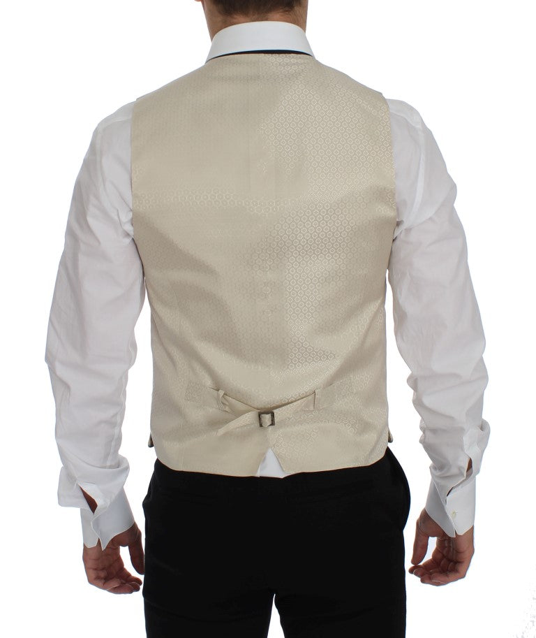 Dolce & Gabbana Beige gepunkteter Seidenblazer 2 Stück