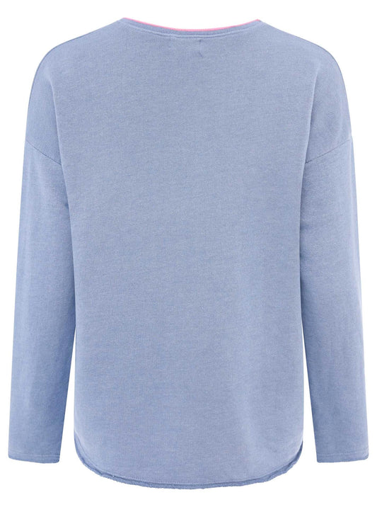 Sweat Pullover Neonkante "Positive Mind" Jeansblau