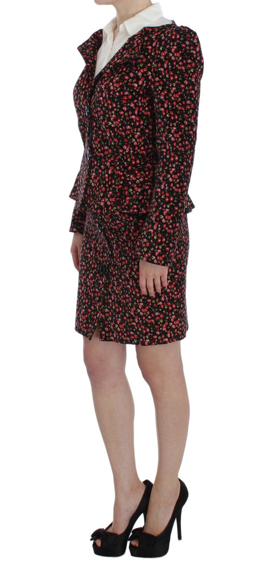 BENCIVENGA Schwarzer Multicolor Floral Anzug