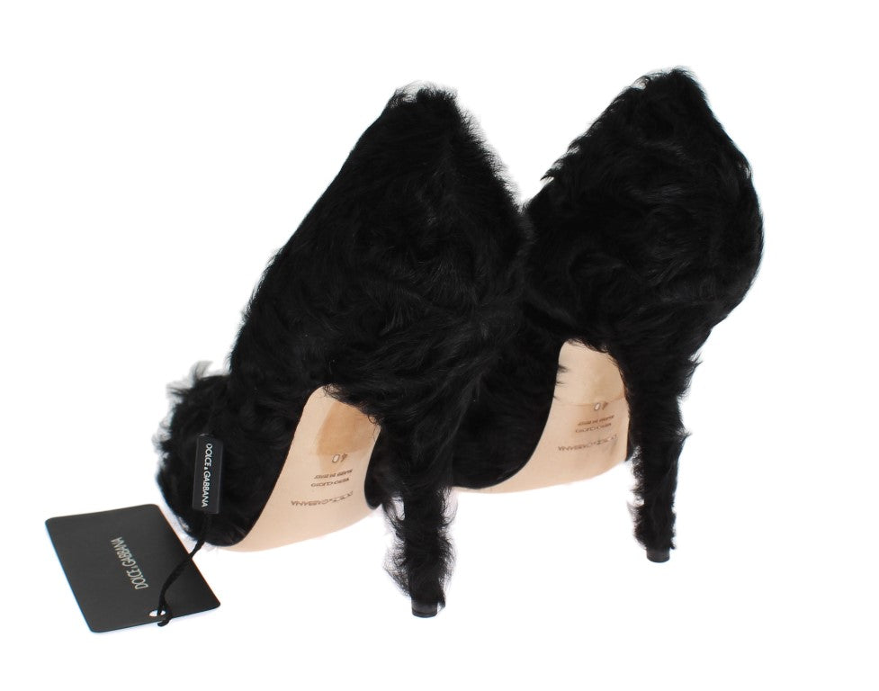 Dolce & Gabbana Schwarze Xiangao Lammfell Leder Pumps