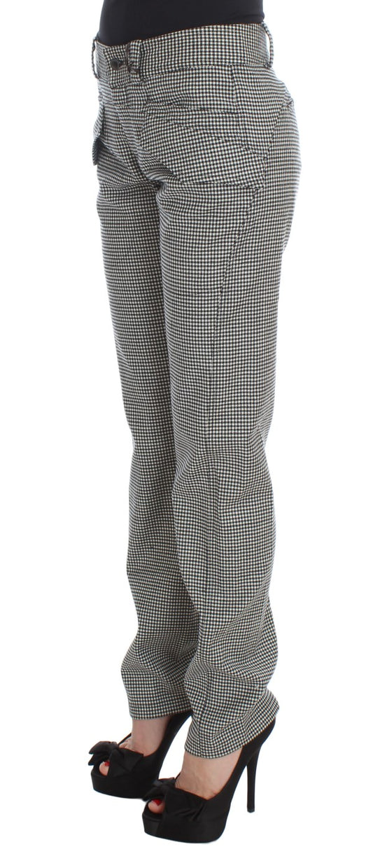Ermanno Scervino Schwarz-weiß karierte Baumwoll-Luxus-Hose