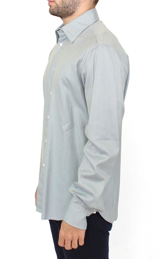 Ermanno Scervino Graues Langarmhemd aus Baumwolle Casual Top