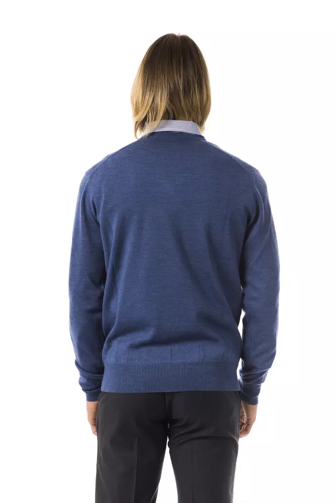 Uominitaliani Blauer Merinowoll-Pullover für Herren