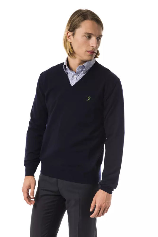 Uominitaliani Blauer Merinowoll-Pullover für Herren