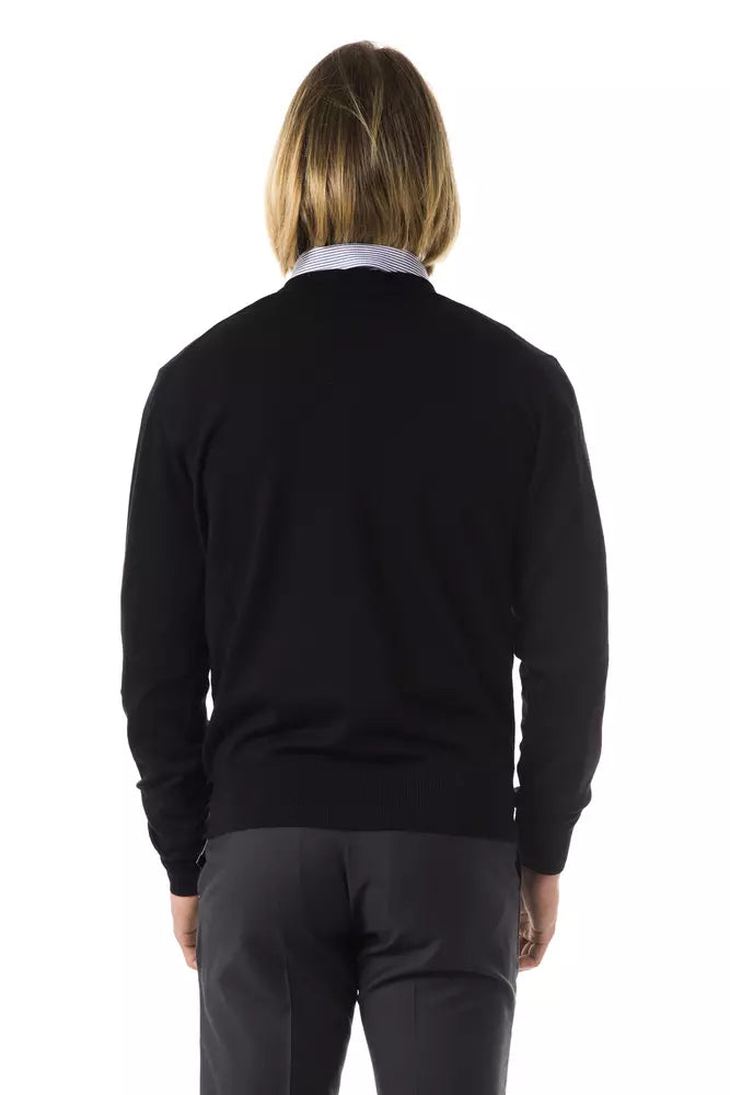 Uominitaliani Schwarzer Herren-Pullover aus Merinowolle