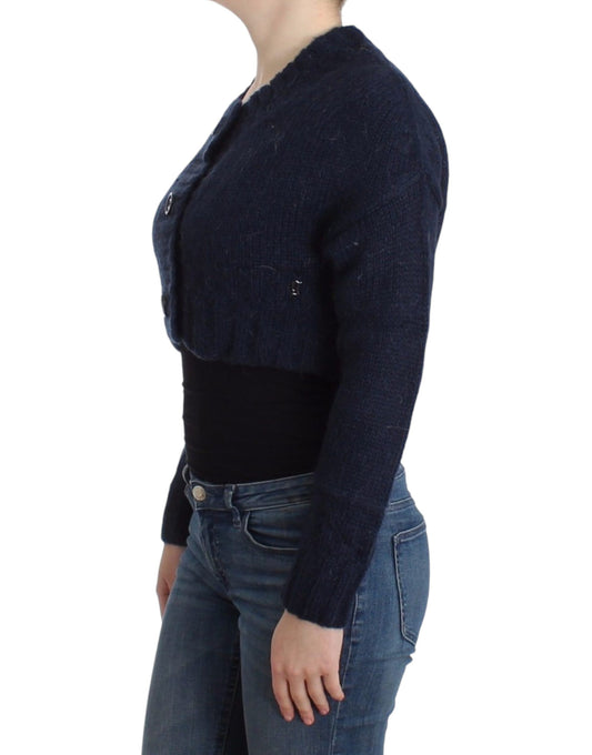 John Galliano Blaue Kurzstrickjacke