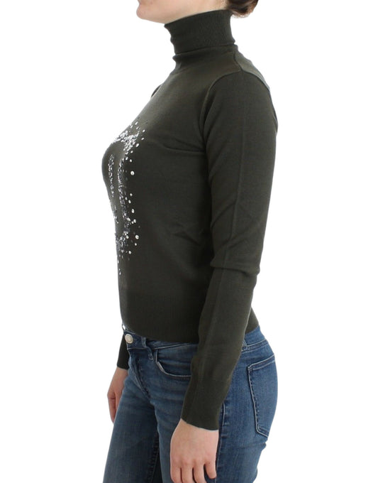 John Galliano Grüner Woll-Rollkragenpullover