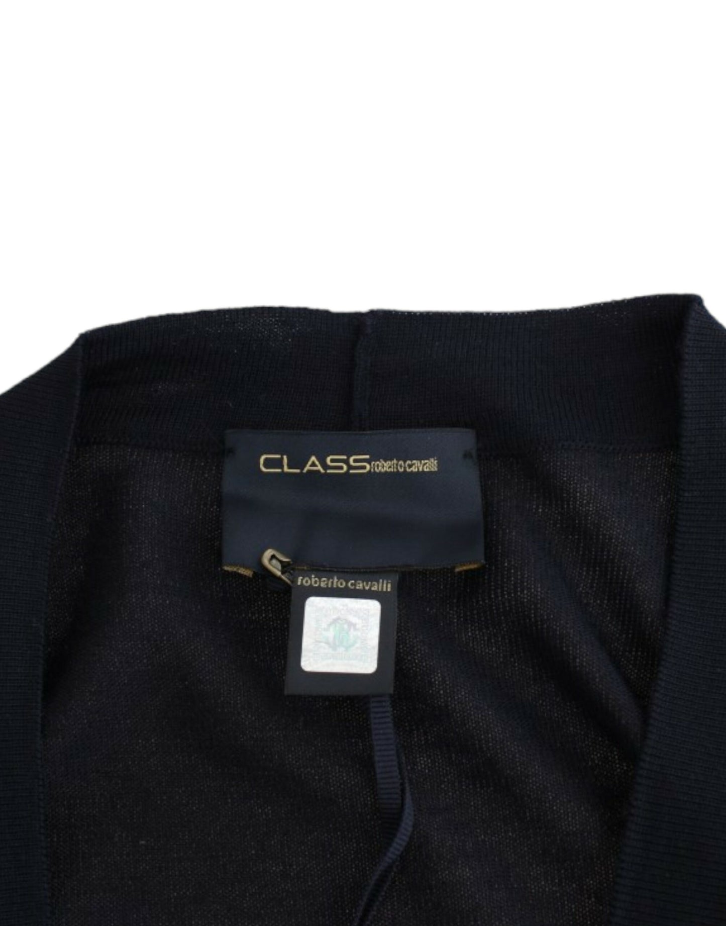 Cavalli Schwarze Strickjacke aus Wolle in Kurzform
