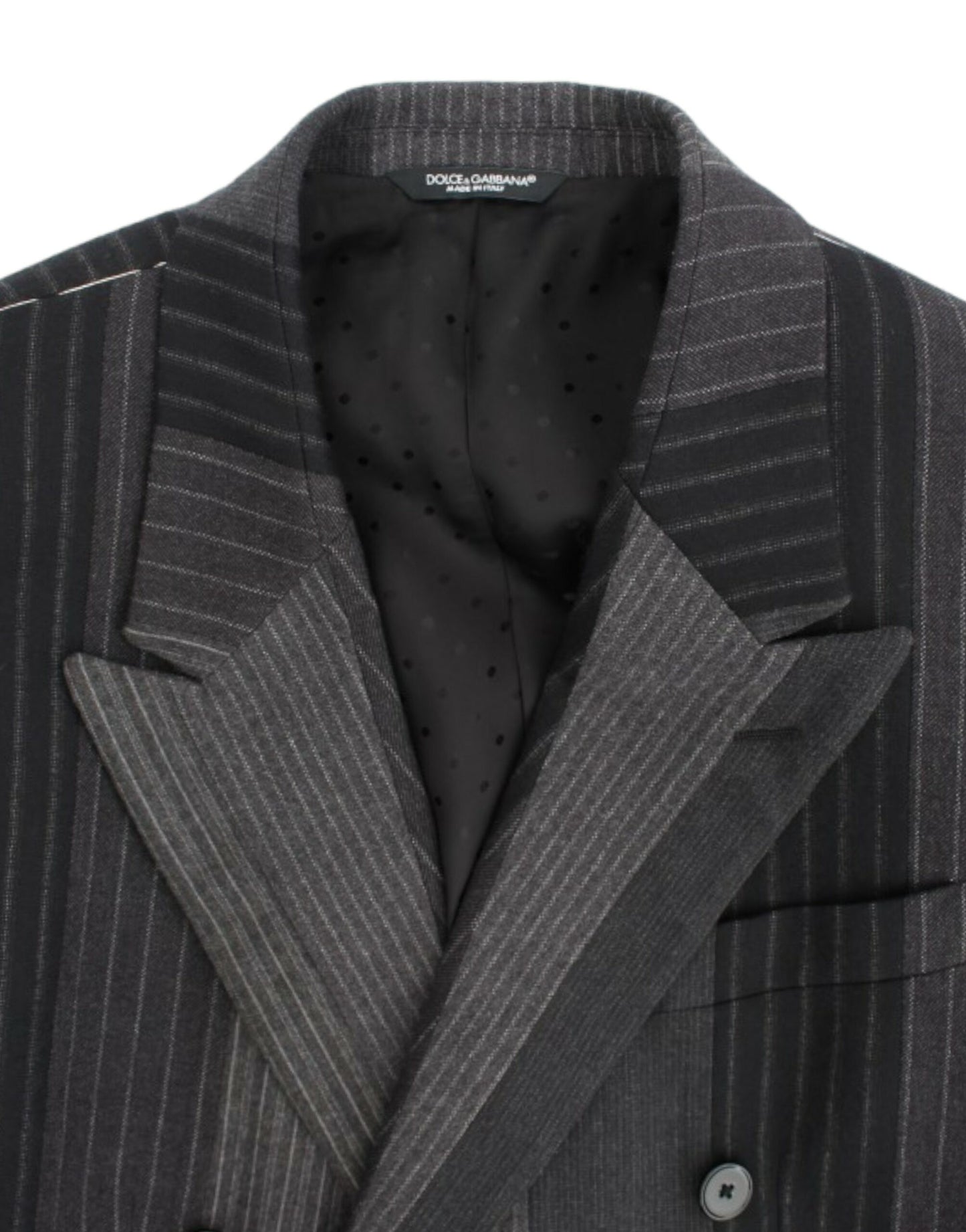 Dolce & Gabbana Grauer gestreifter Stretch-Blazer aus Wolle