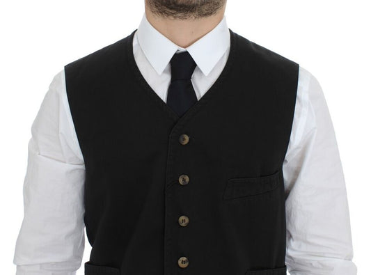 Dolce & Gabbana Schwarzes Baumwollmischung Kleid Weste Gilet