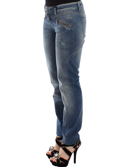 Ermanno Scervino Blaue Slim Jeans Denim-Hosen Straight Stretch