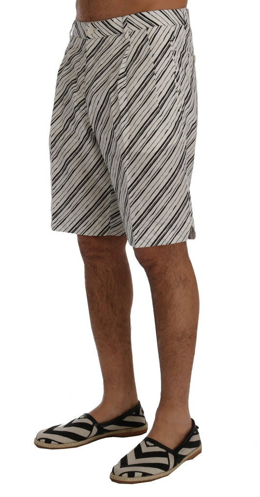Dolce & Gabbana Weiß Schwarz Gestreifte Freizeitshorts