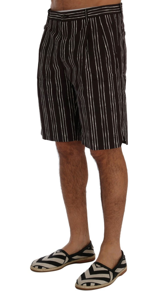 Dolce & Gabbana Bordeaux-Weiß gestreifte Hanf Casual Shorts