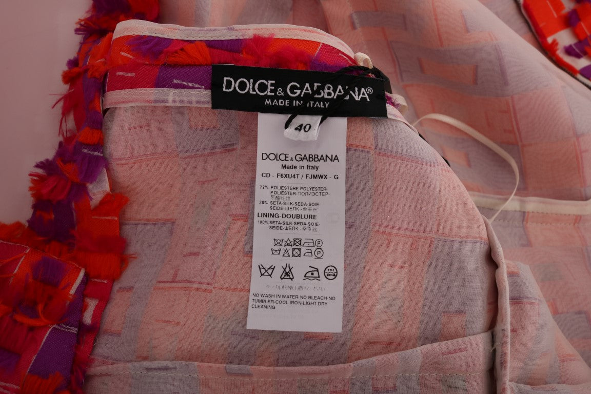 Dolce & Gabbana Rosa gemustertes Kleid in A-Linie über den Knien