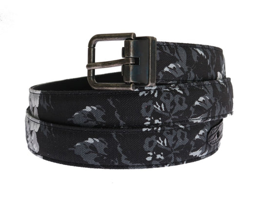 Dolce & Gabbana Schwarzer Cayman Leinen Ledergürtel