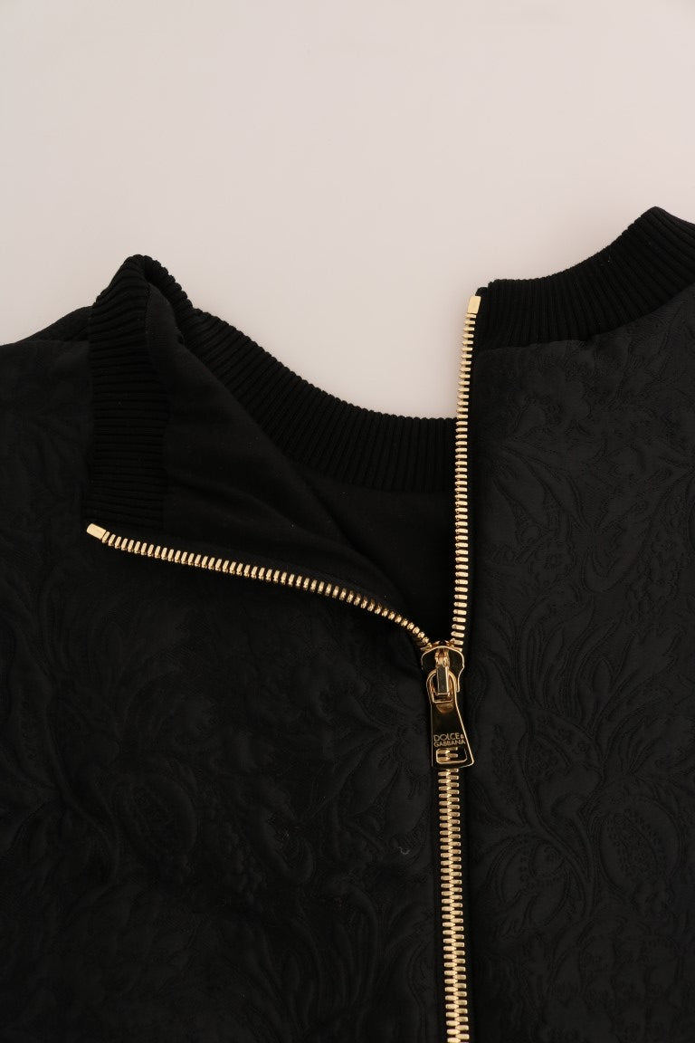 Dolce & Gabbana Schwarzer Brokat Cocktail Kristall Pullover
