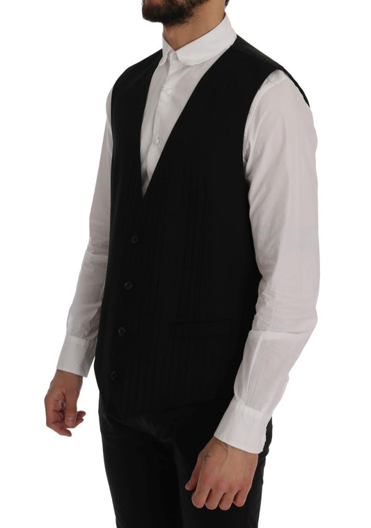 Dolce & Gabbana Schwarze STAFF Wool-Stretch-Weste