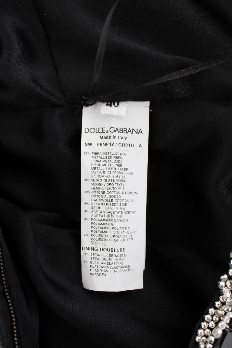 Dolce & Gabbana Crystal Silver Runway Handgefertigtes Kleid