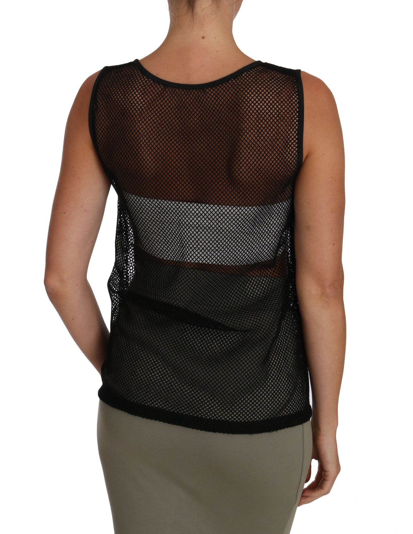 Dolce & Gabbana Schwarzes Netz-T-Shirt mit transparenter Bluse