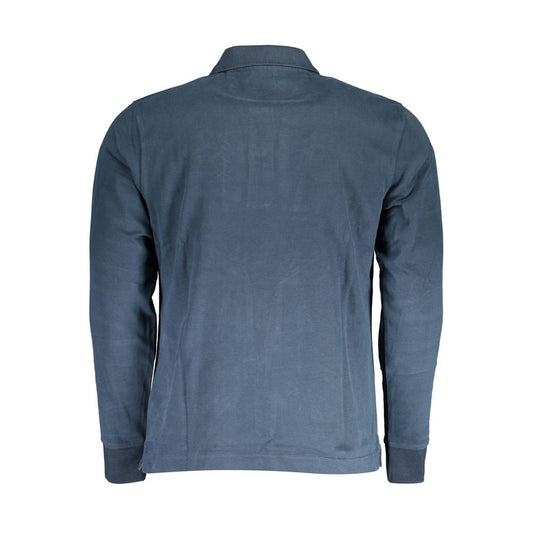 Blue Cotton Men Polo Shirt