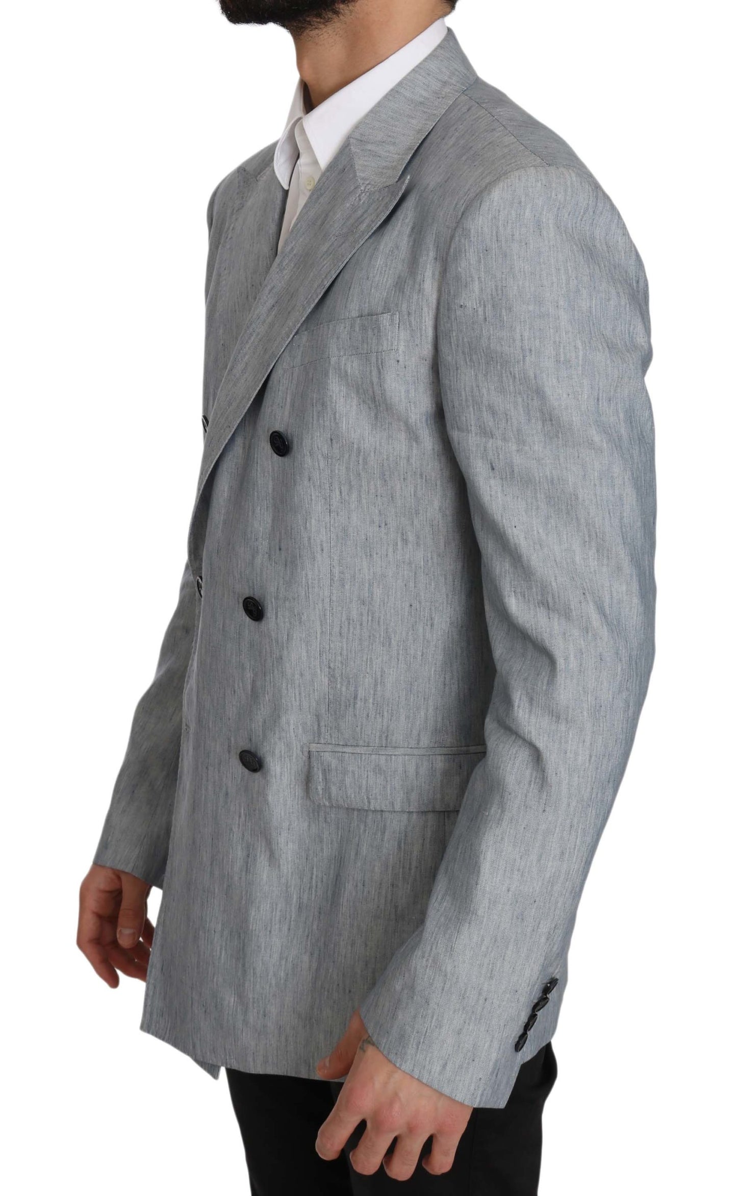 Dolce & Gabbana Blaue Flachsjacke NAPOLI Mantel Blazer