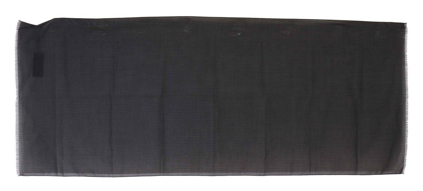 Dolce & Gabbana Grauer Wickelschal aus 100% Wolle mit Streifenmuster