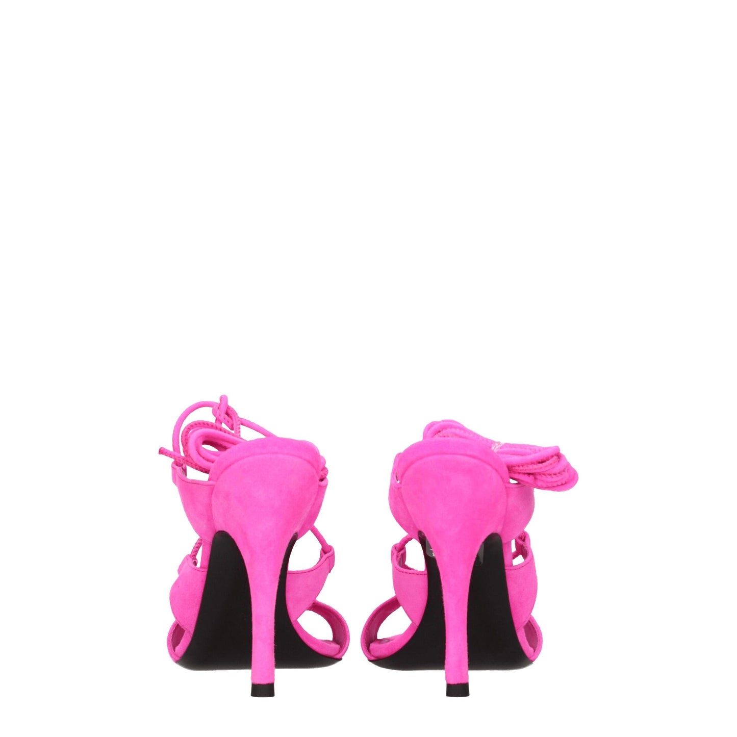 Pink Leather Stiletto Heels Sandals