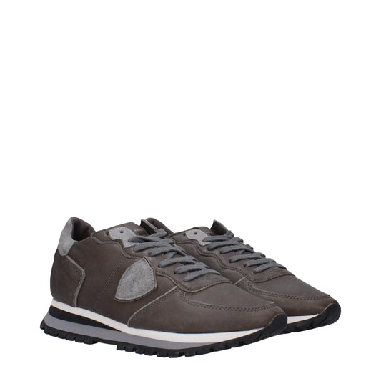 Gray Leather Sneakers