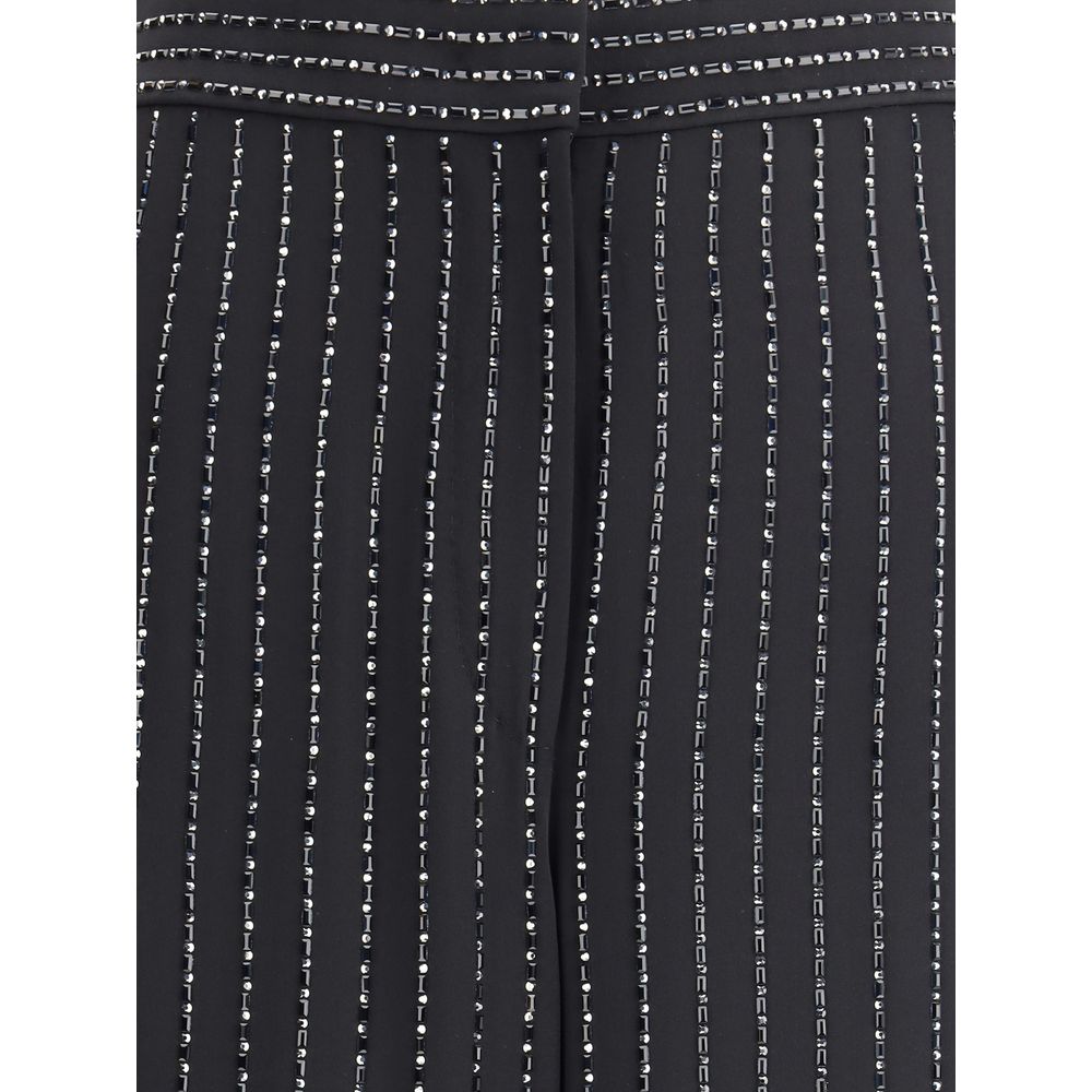 Wide-leg silk Pants with strass