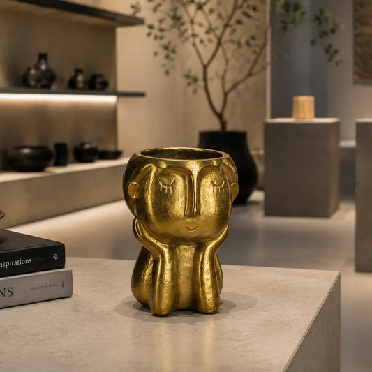 Dekorativer Kopf, gold, H 30 x 22 cm