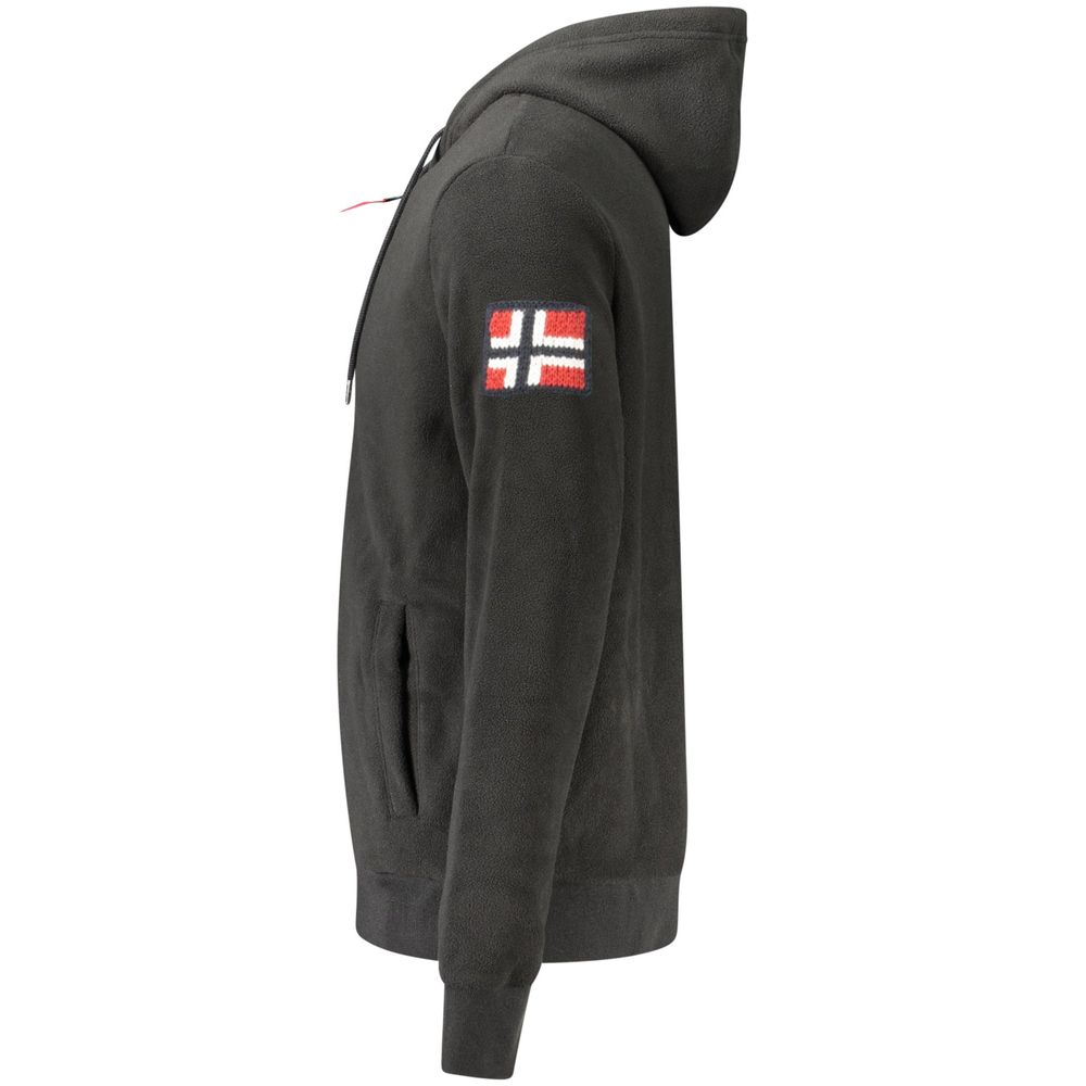 Black Polyester Men Sweatshirt