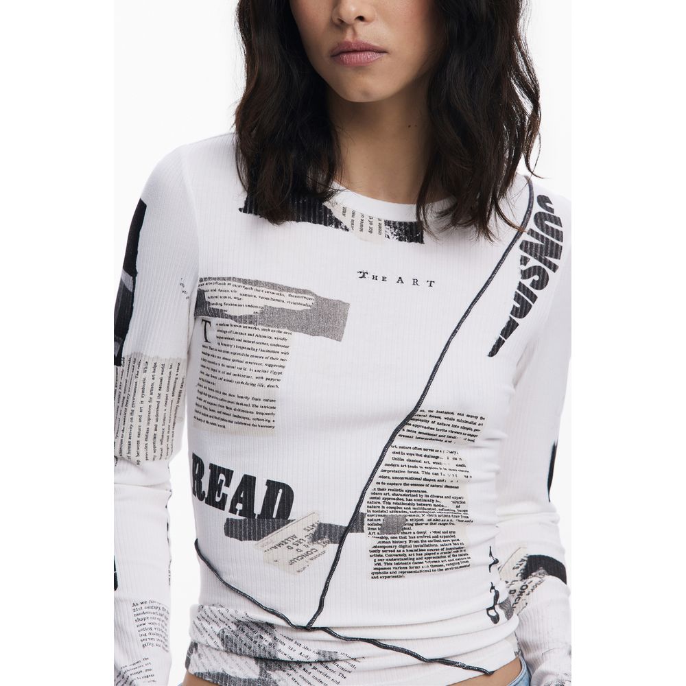 White Viscose Women T-Shirt