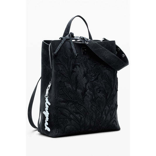 Black Polyethylene Women Backpack