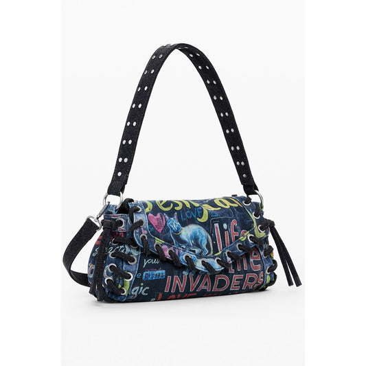 Blue Cotton Women Handbag