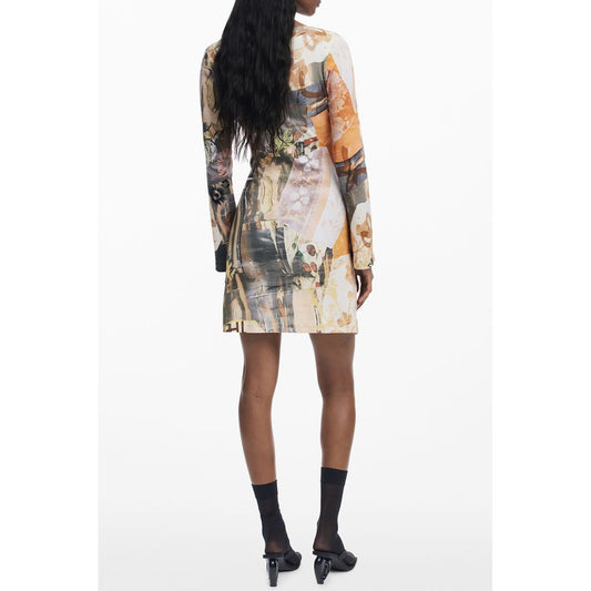 Beige Polyester Women Dress