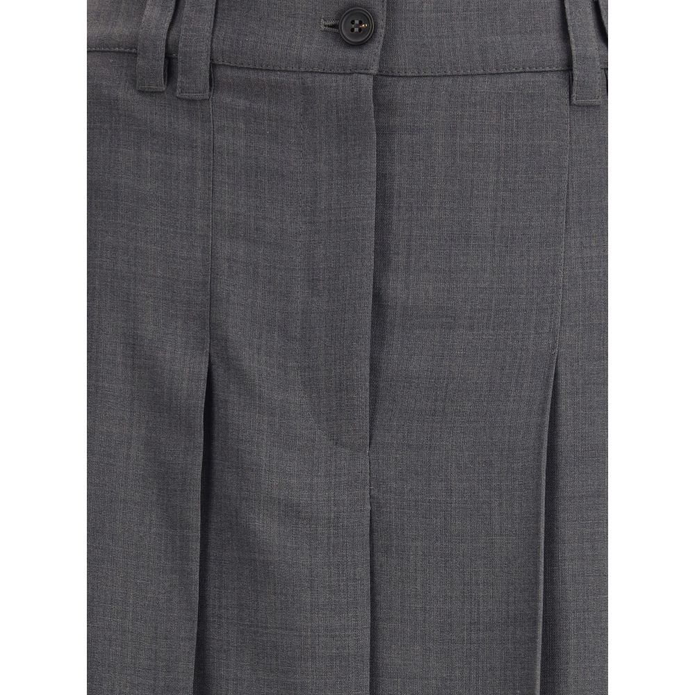 Pleated long Skirt in virgin wool techno gauze