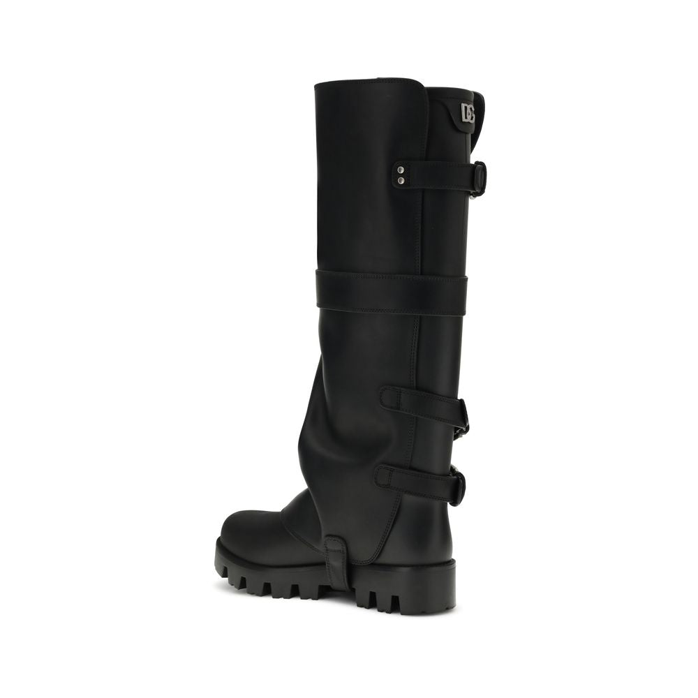 Rubber and leather high Boots
