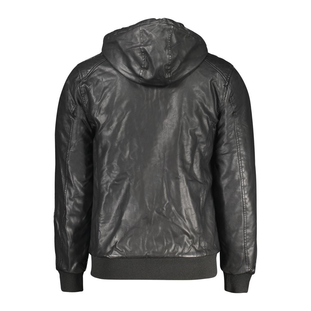 Black Polyester Men Jacket