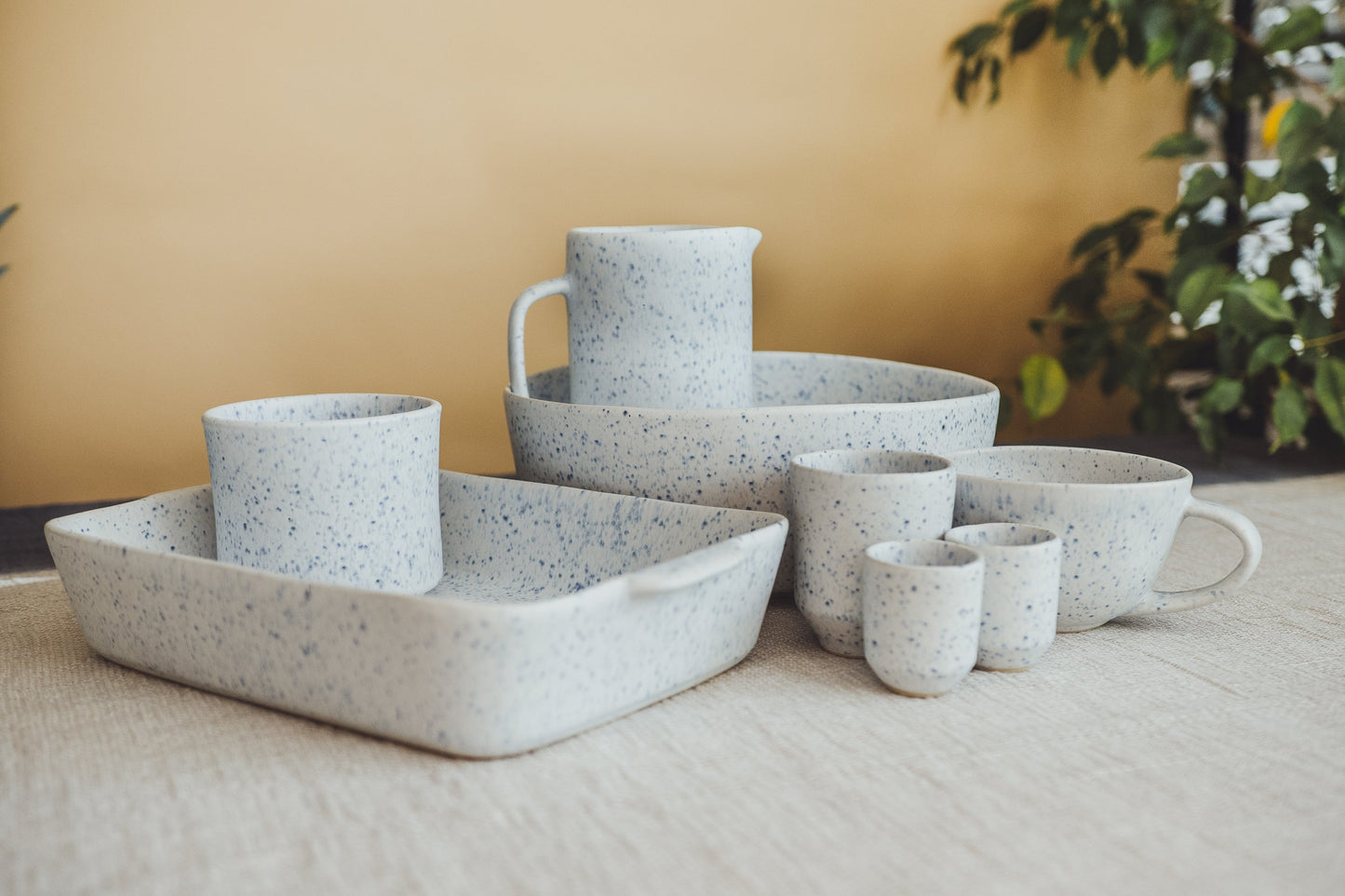 soñho Azul Manchado Blumentopf Ø13 blauweiss gesprenkelt