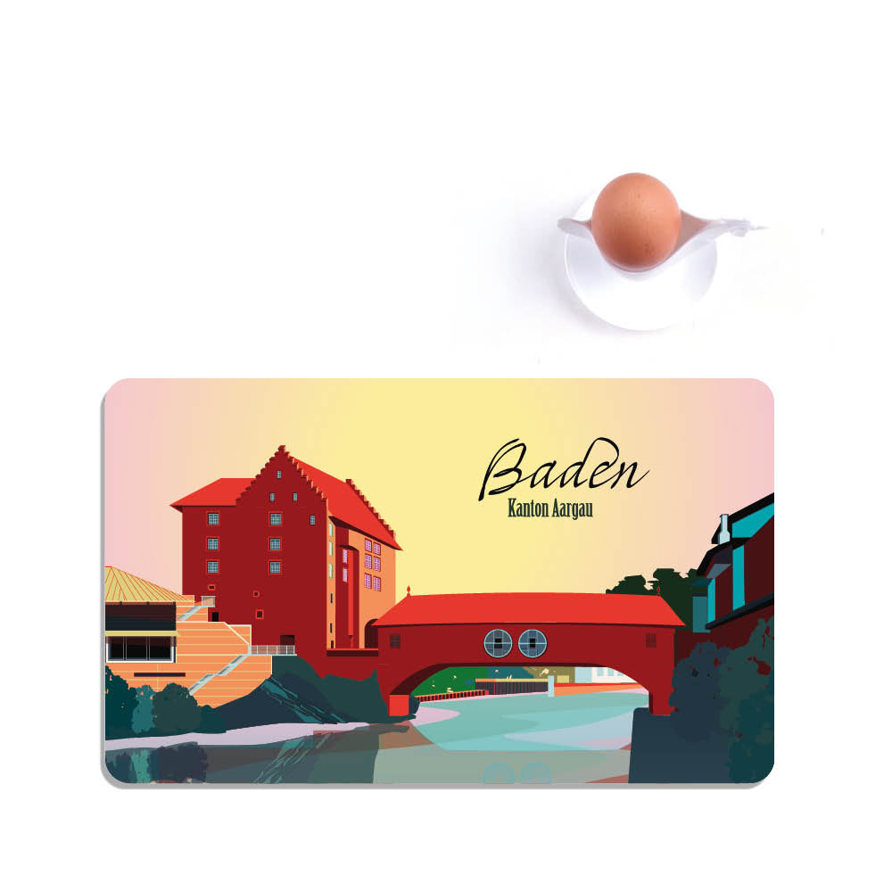 s.wert Frühstücksbrett Aargau Baden Landvogteischloss, 23.3 x 14.3 cm