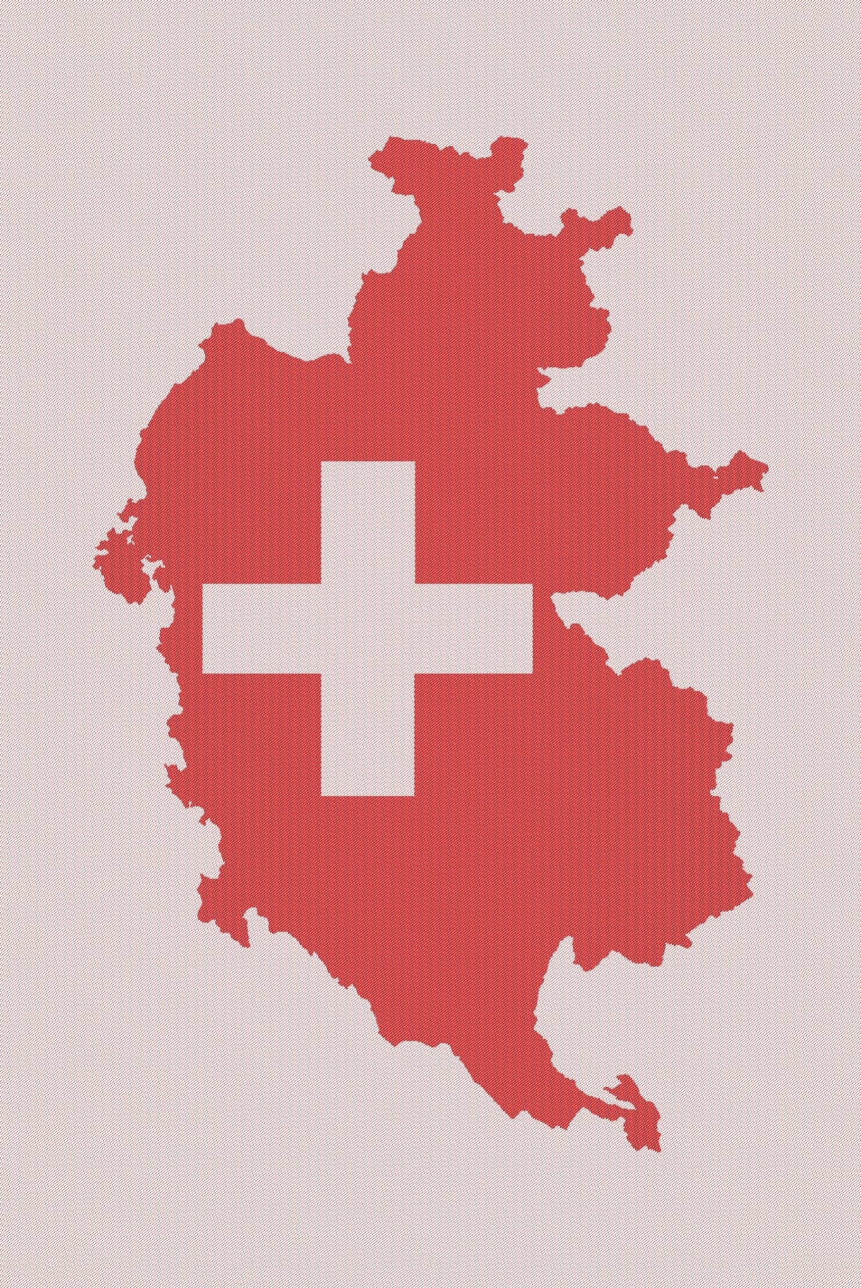 KULTSCHTOFF Küchentuch Swiss Cross Umriss, Rot