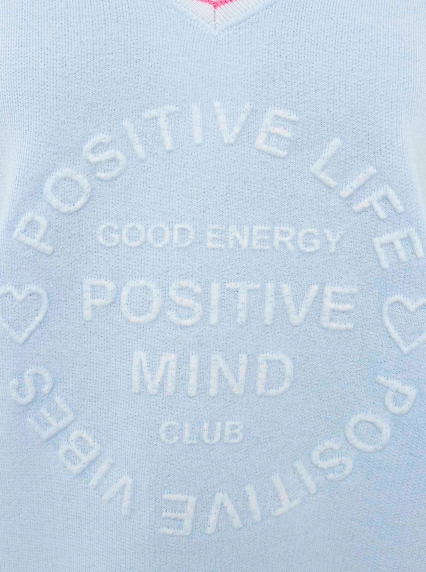 Sweat Pullover Neonkante "Positive Mind" Hellblau