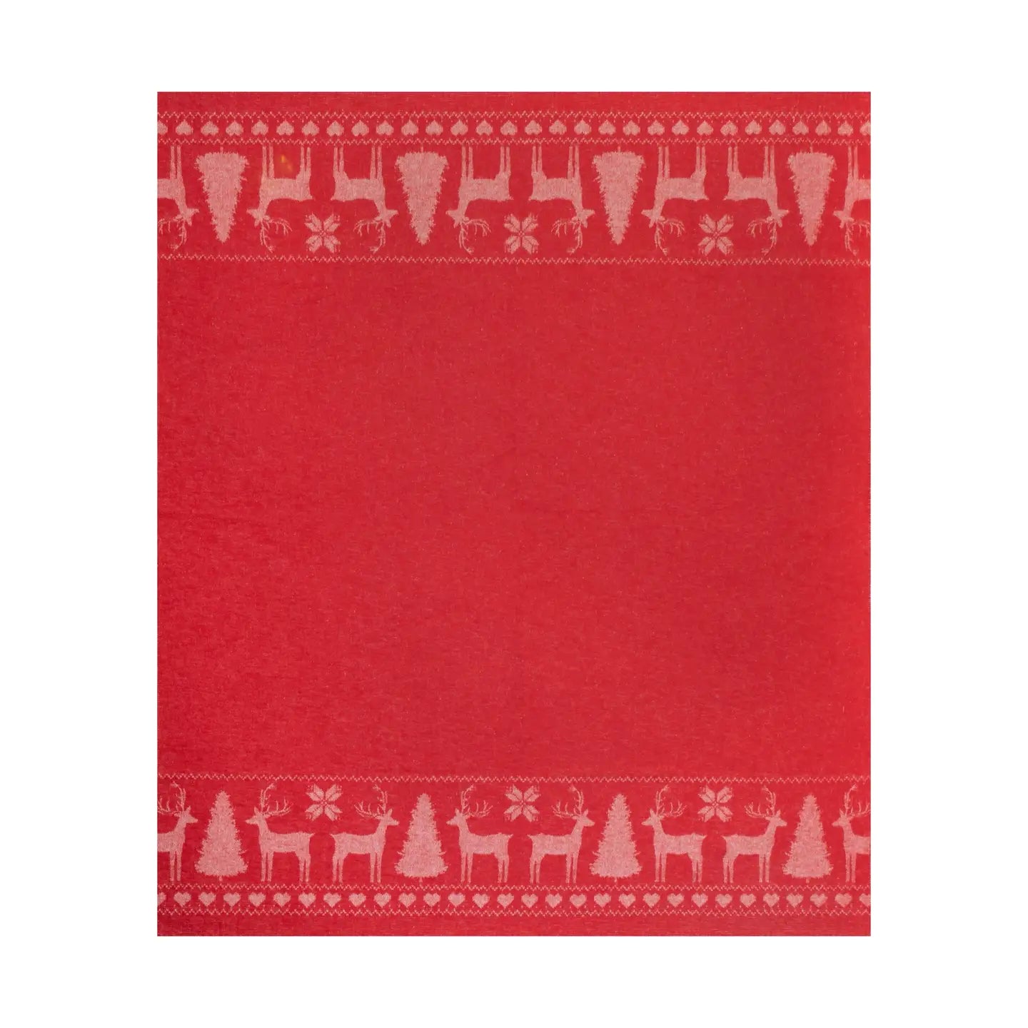 Plaid Babele aus recycelter Baumwolle Weihnachtsmotiv rot