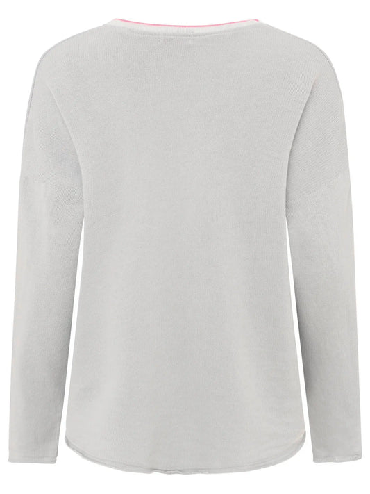 Sweat Pullover Neonkante "Positive Mind" Grau