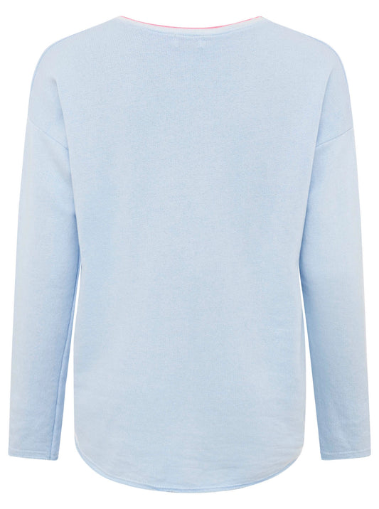 Sweat Pullover Neonkante "Positive Mind" Hellblau