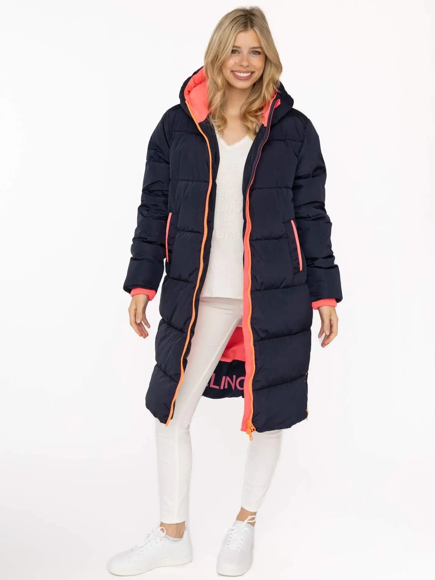 Langer Steppmantel "Cozy" Blau